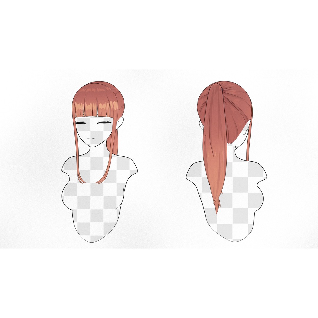 Anime Hairstyle Collection 3D Model – Low Poly Character Asset, FBX - View 14