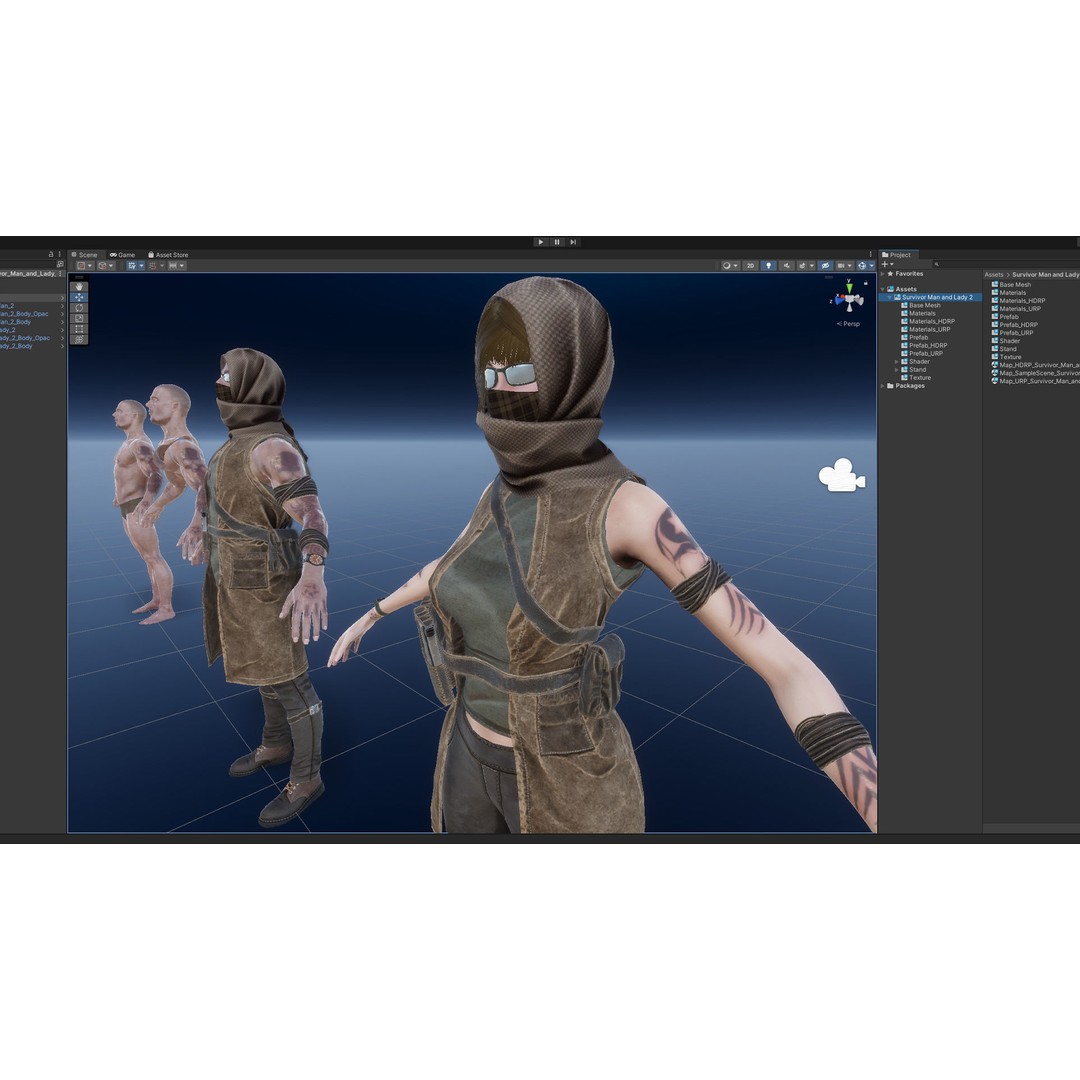 Survivor Man and Lady 3D Model – Low Poly Rigged Character, FBX - View 16