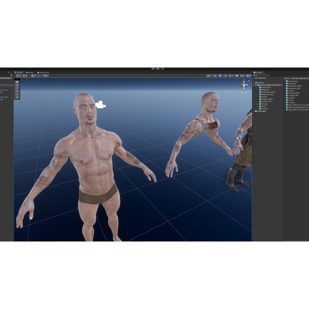 Survivor Man and Lady 3D Model – Low Poly Rigged Character, FBX - View 18