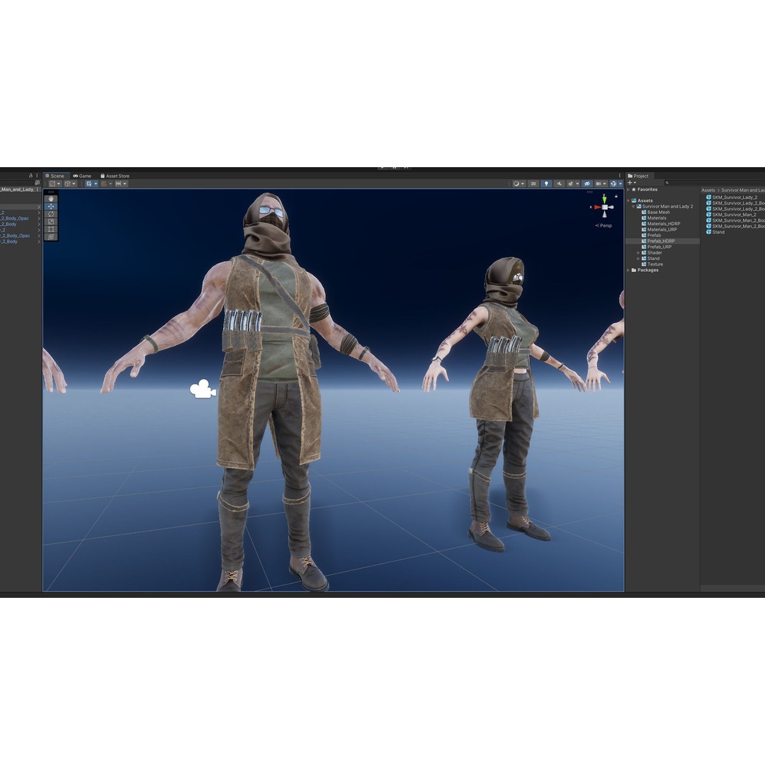 Survivor Man and Lady 3D Model – Low Poly Rigged Character, FBX - View 19
