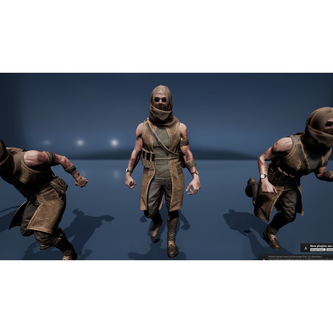 Survivor Man and Lady 3D Model – Low Poly Rigged Character, FBX - View 26