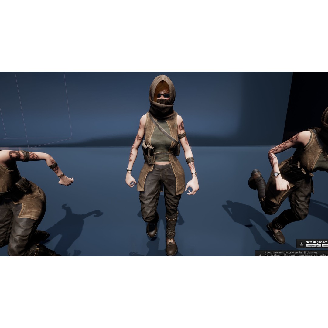 Survivor Man and Lady 3D Model – Low Poly Rigged Character, FBX - View 30