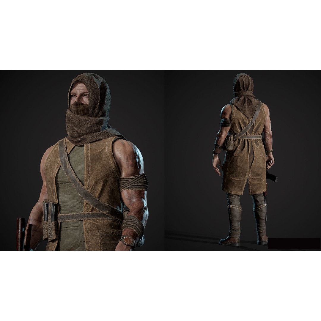 Survivor Man and Lady 3D Model – Low Poly Rigged Character, FBX - View 6