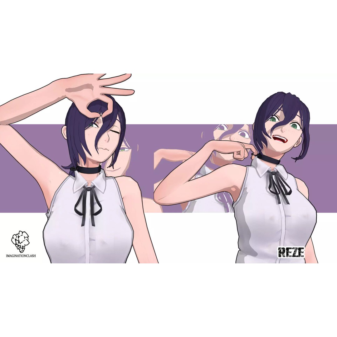Reze 3D Model – Anime Character with Rigging and Textures - View 2