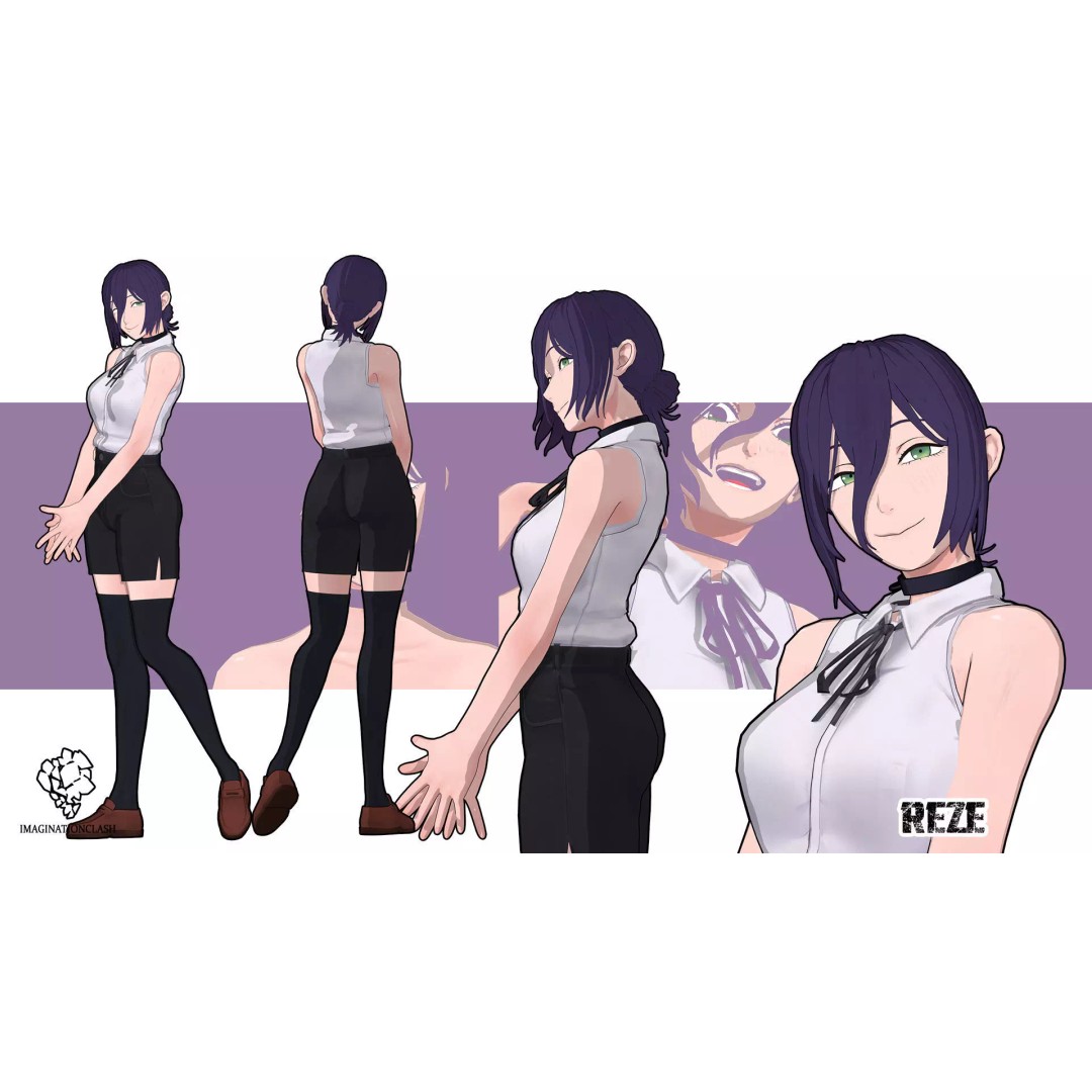 Reze 3D Model – Anime Character with Rigging and Textures - View 3