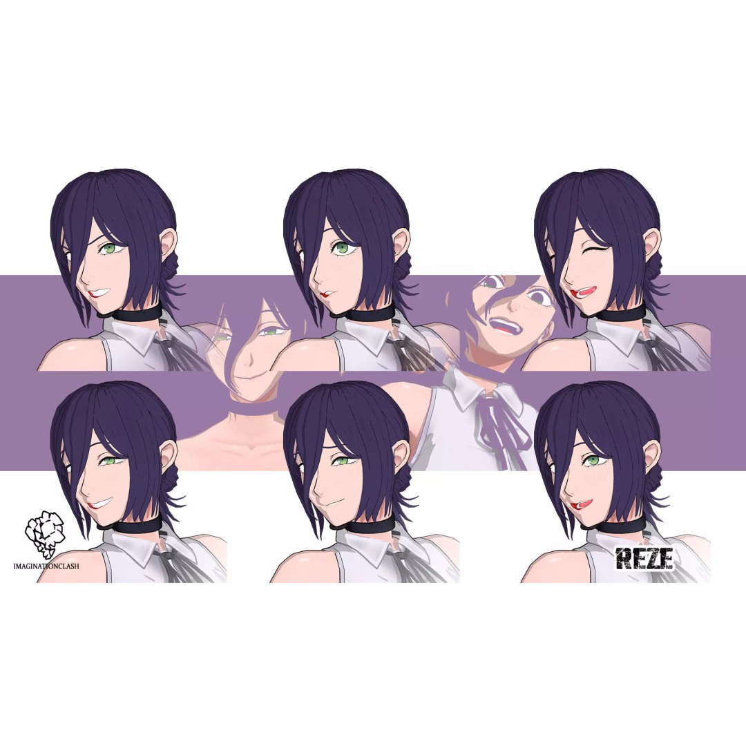 Reze 3D Model – Anime Character with Rigging and Textures - View 7