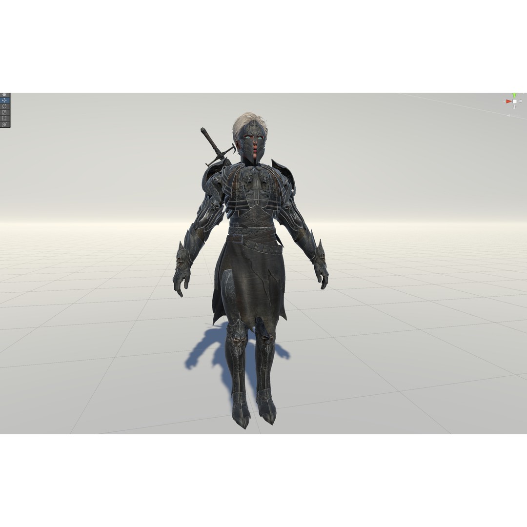 Knight Girl 3D Model – Low Poly Character with Rigging and Animations