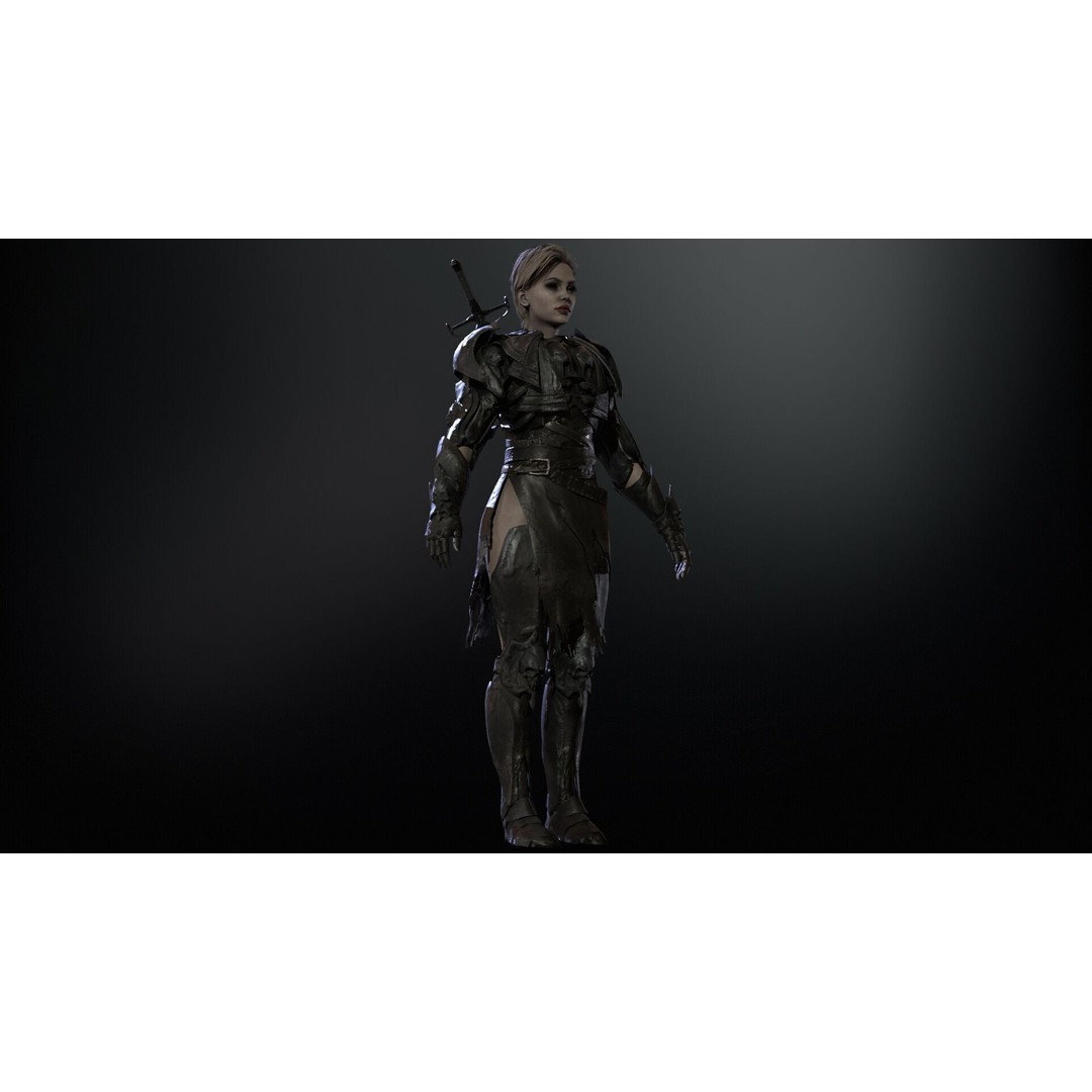 Knight Girl 3D Model – Low Poly Character with Rigging and Animations - View 12