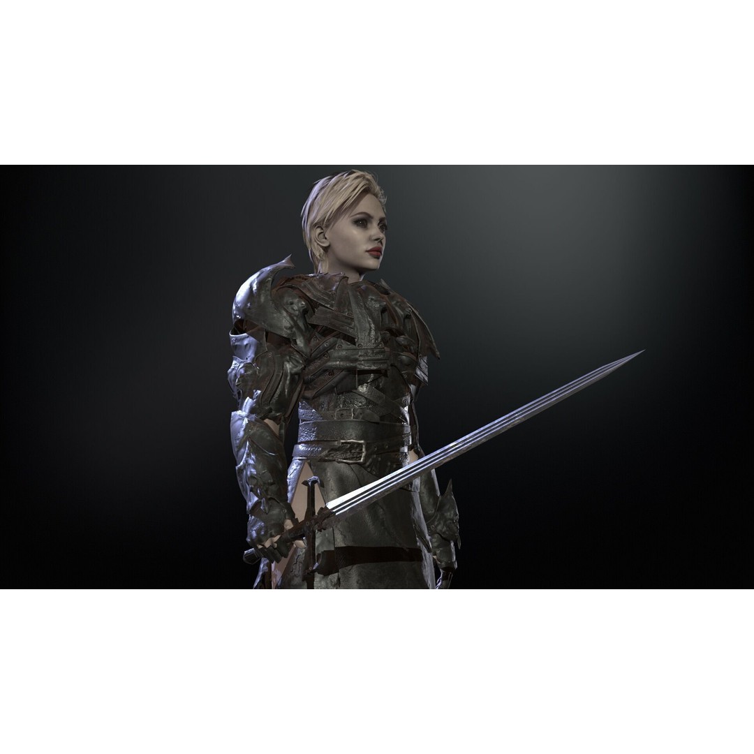 Knight Girl 3D Model – Low Poly Character with Rigging and Animations - View 13