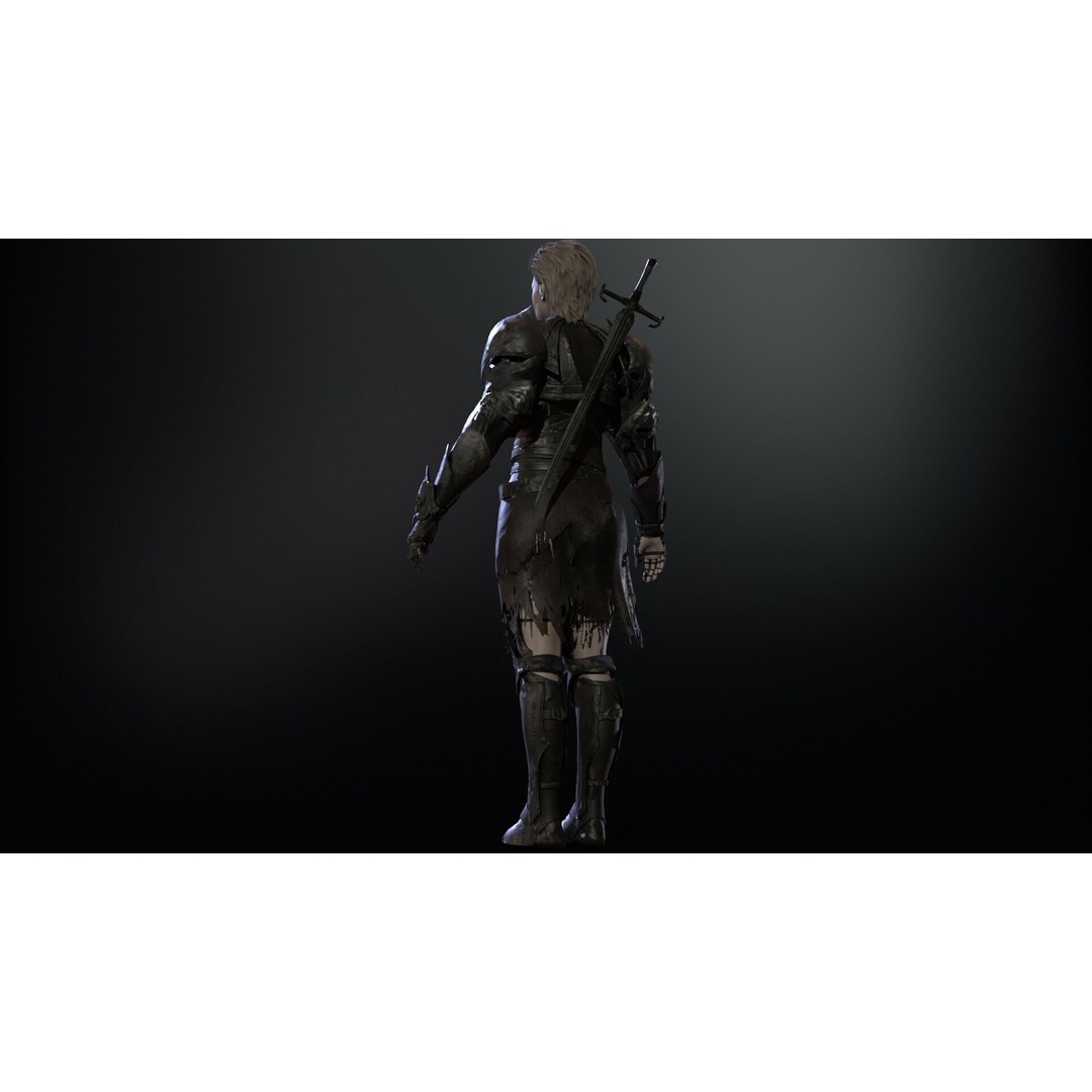 Knight Girl 3D Model – Low Poly Character with Rigging and Animations - View 14