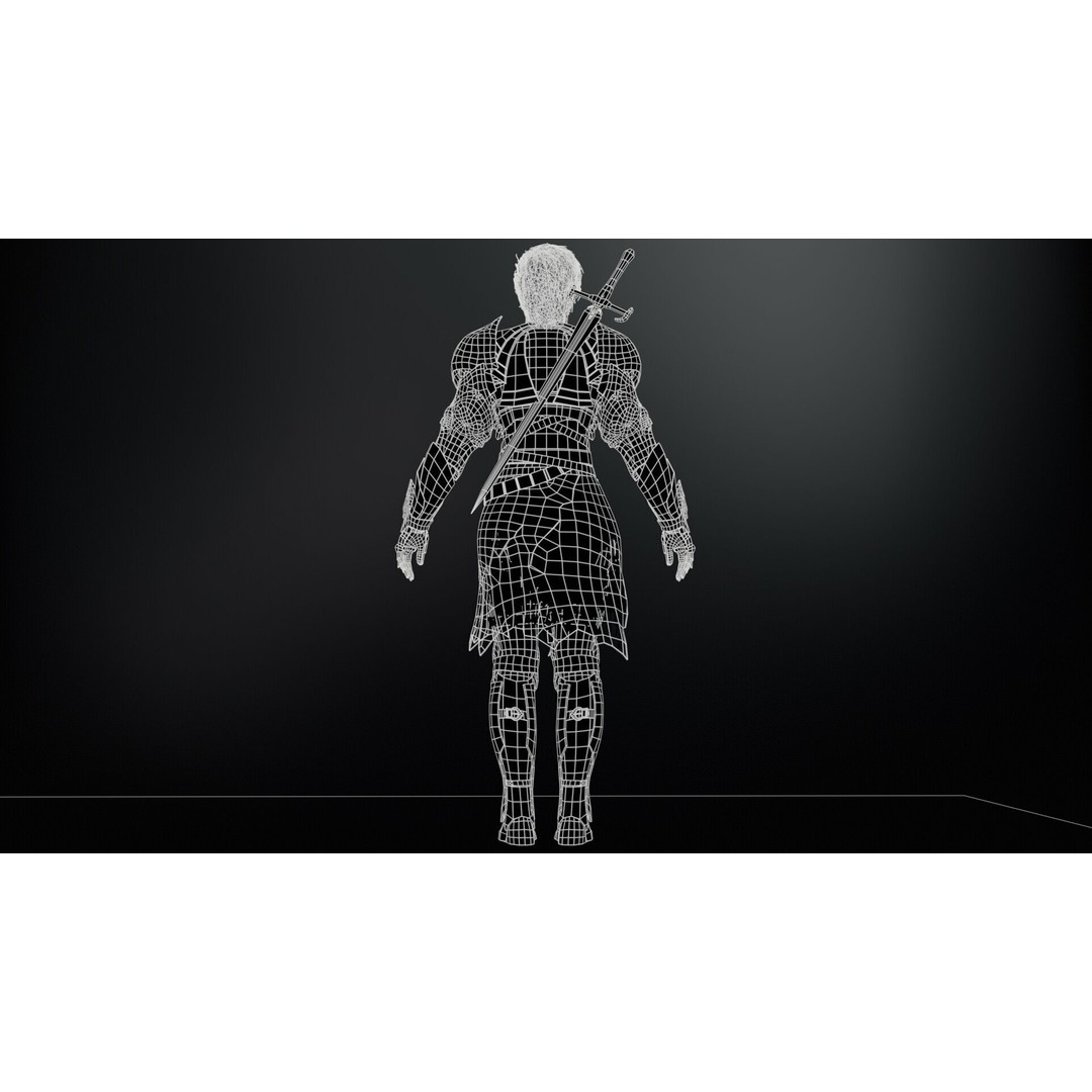 Knight Girl 3D Model – Low Poly Character with Rigging and Animations - View 16