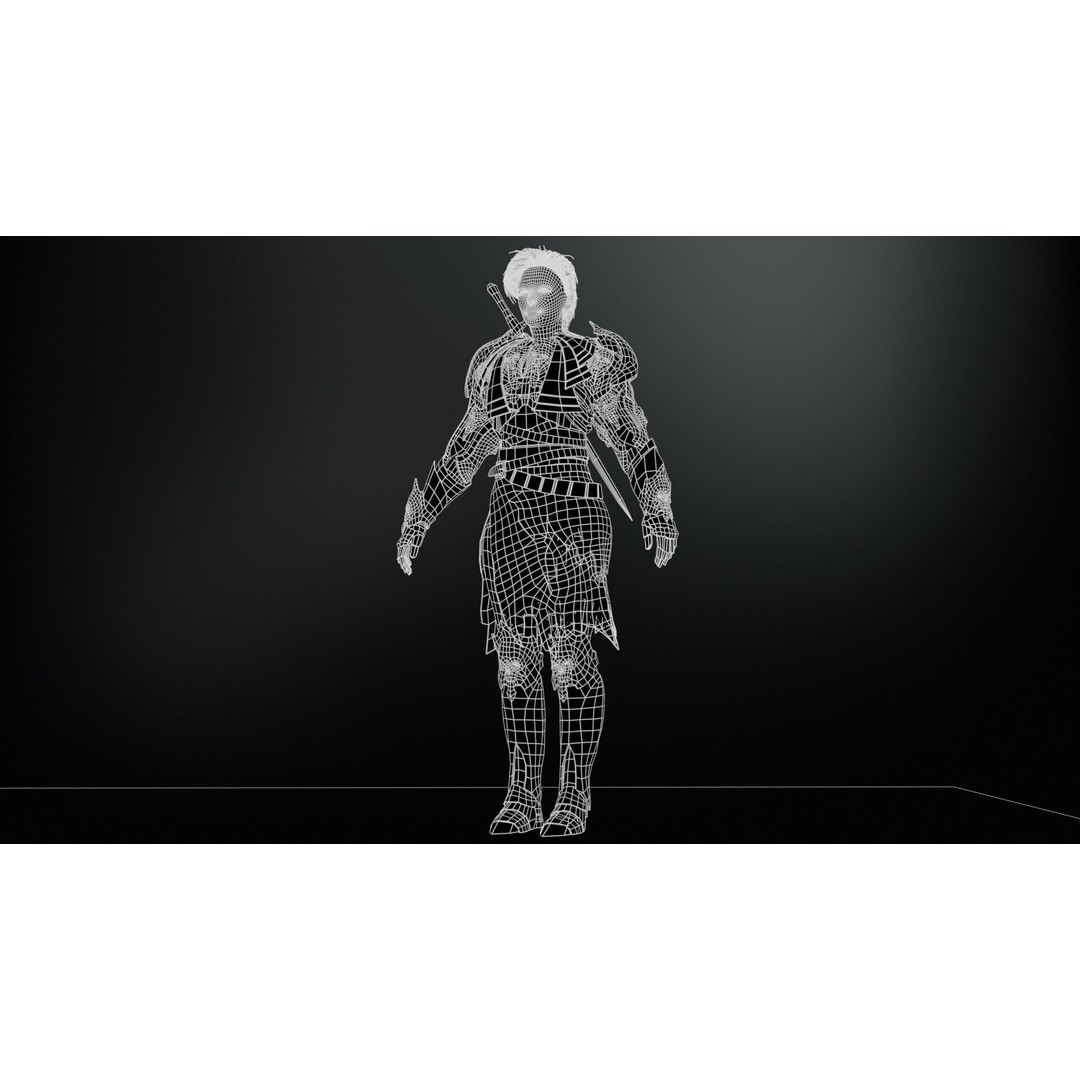 Knight Girl 3D Model – Low Poly Character with Rigging and Animations - View 18