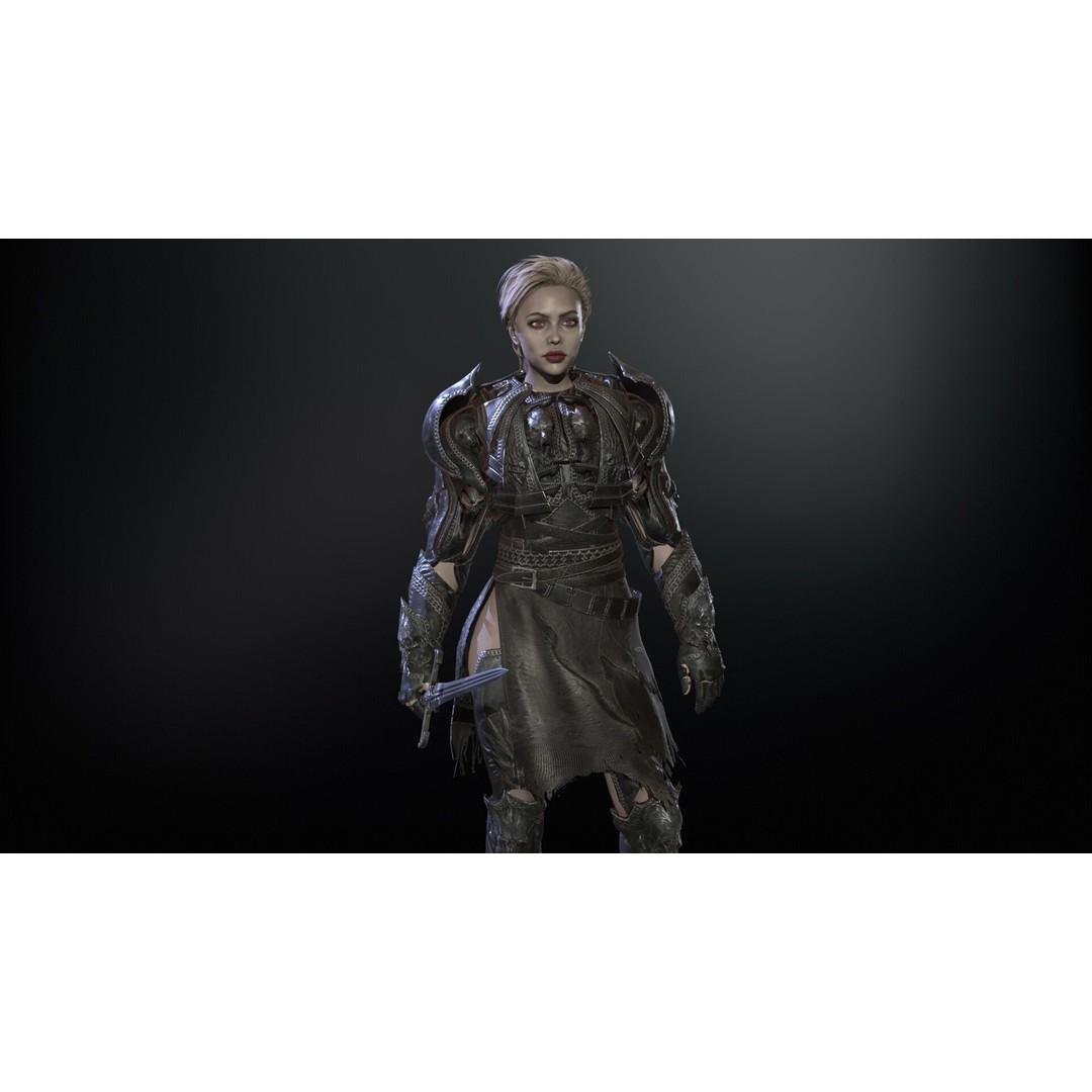 Knight Girl 3D Model – Low Poly Character with Rigging and Animations - View 19