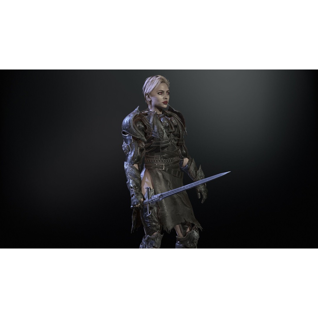 Knight Girl 3D Model – Low Poly Character with Rigging and Animations - View 21
