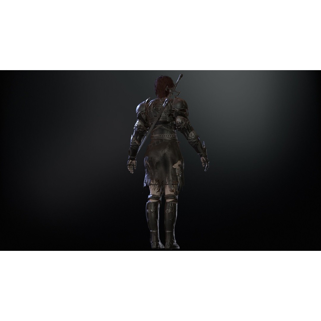 Knight Girl 3D Model – Low Poly Character with Rigging and Animations - View 22