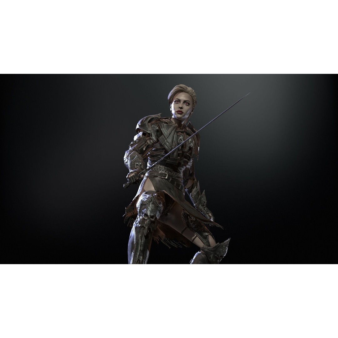 Knight Girl 3D Model – Low Poly Character with Rigging and Animations - View 23