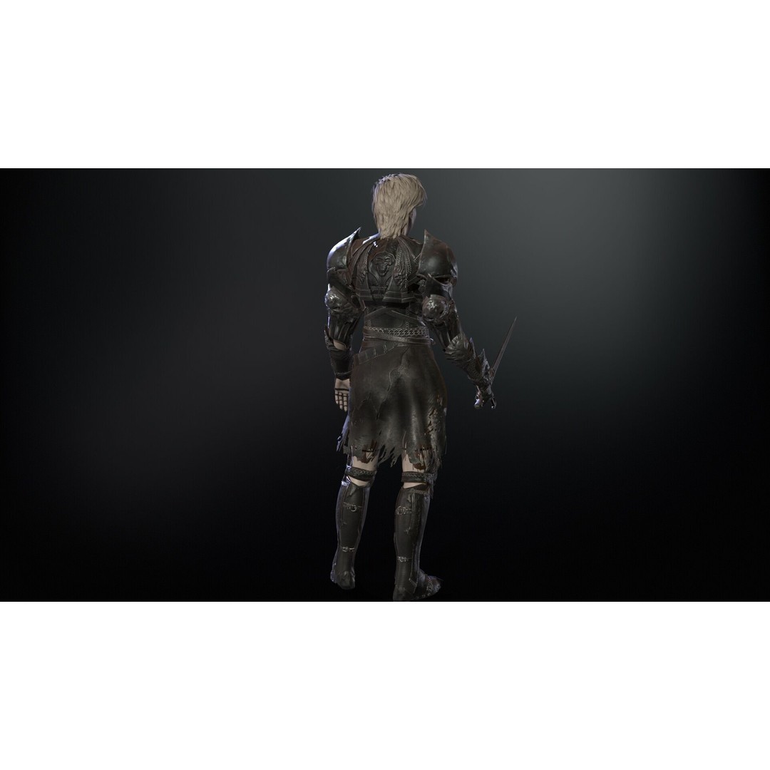 Knight Girl 3D Model – Low Poly Character with Rigging and Animations - View 27