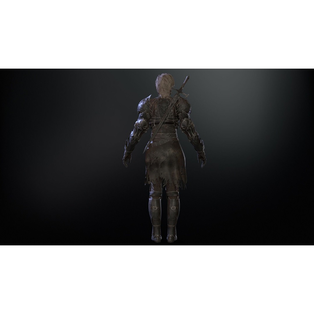 Knight Girl 3D Model – Low Poly Character with Rigging and Animations - View 32