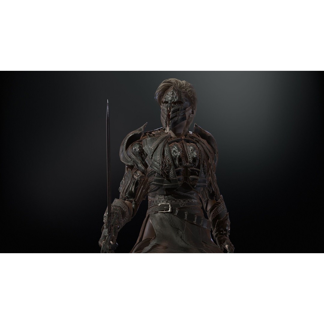 Knight Girl 3D Model – Low Poly Character with Rigging and Animations - View 35