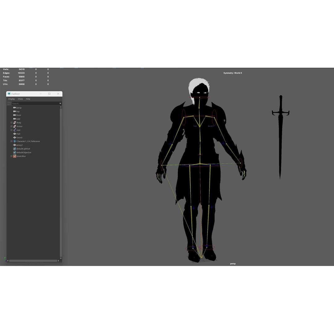 Knight Girl 3D Model – Low Poly Character with Rigging and Animations - View 41