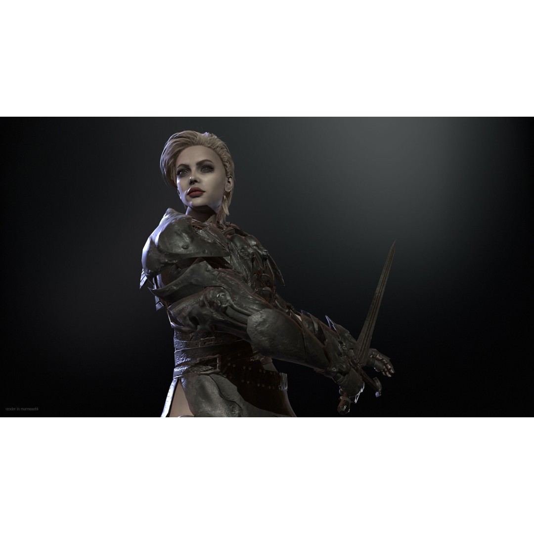 Knight Girl 3D Model – Low Poly Character with Rigging and Animations - View 6