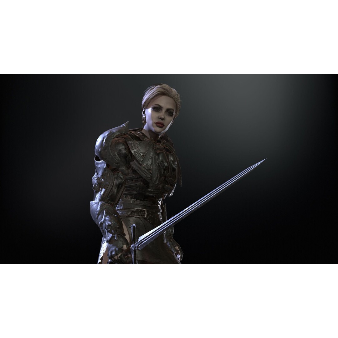 Knight Girl 3D Model – Low Poly Character with Rigging and Animations - View 7