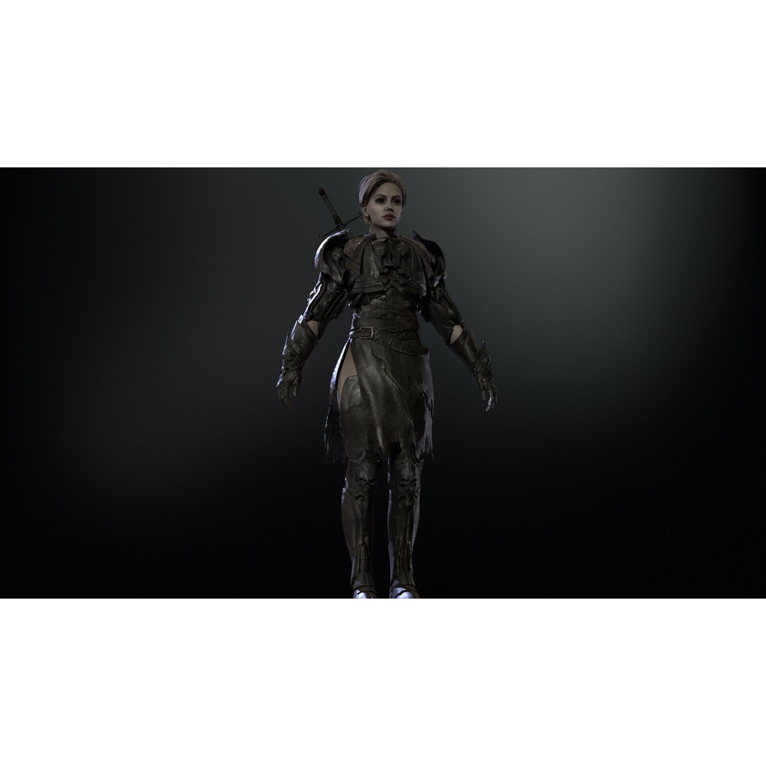 Knight Girl 3D Model – Low Poly Character with Rigging and Animations - View 8