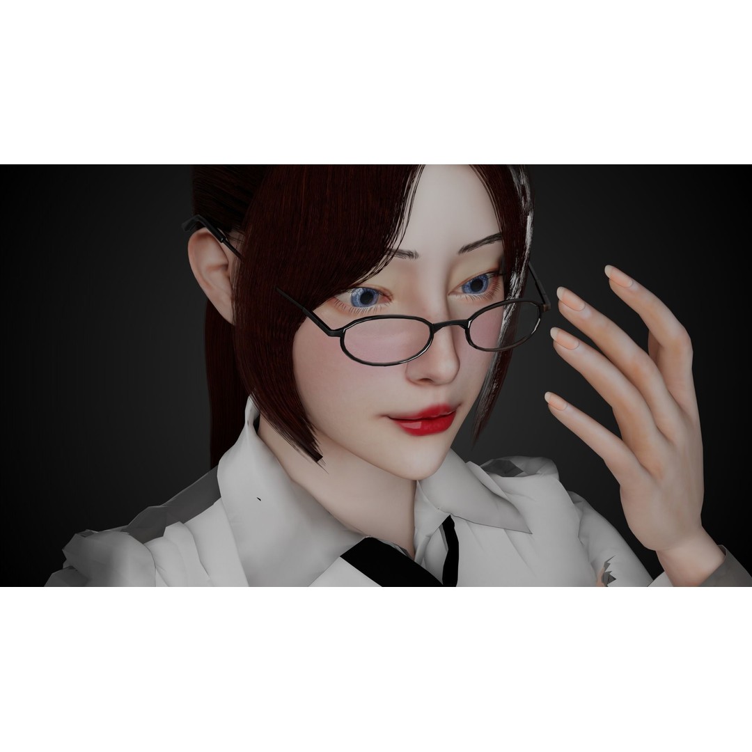 Office Woman 3D Model – Game Ready Low-Poly Character, FBX, PBR