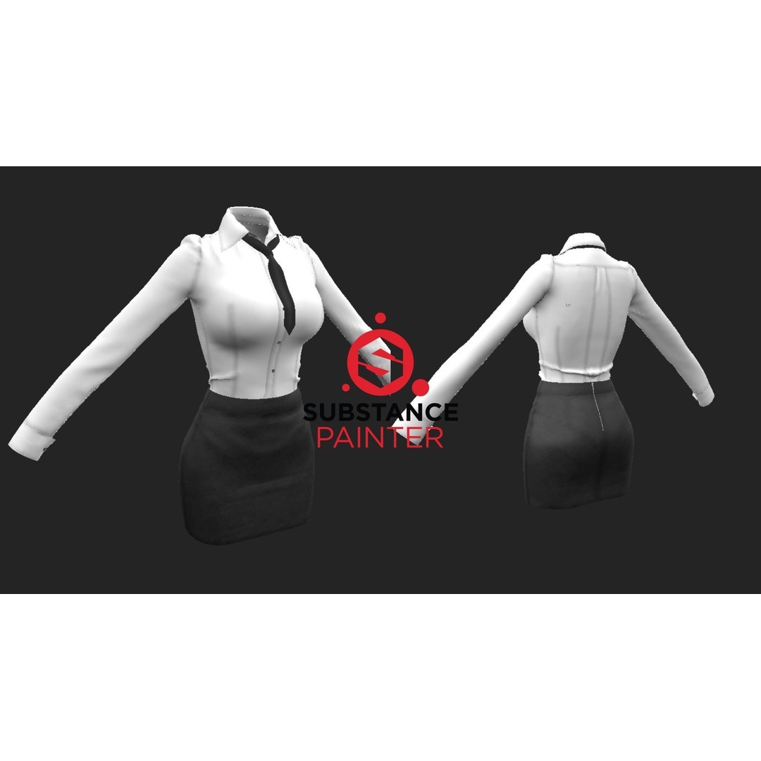 Office Woman 3D Model – Game Ready Low-Poly Character, FBX, PBR - View 14