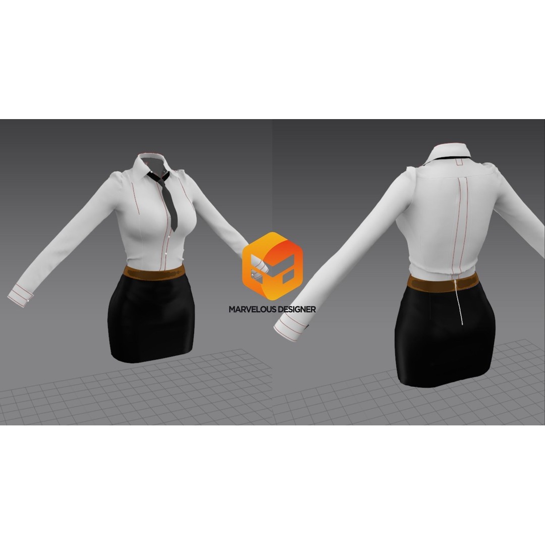Office Woman 3D Model – Game Ready Low-Poly Character, FBX, PBR - View 15