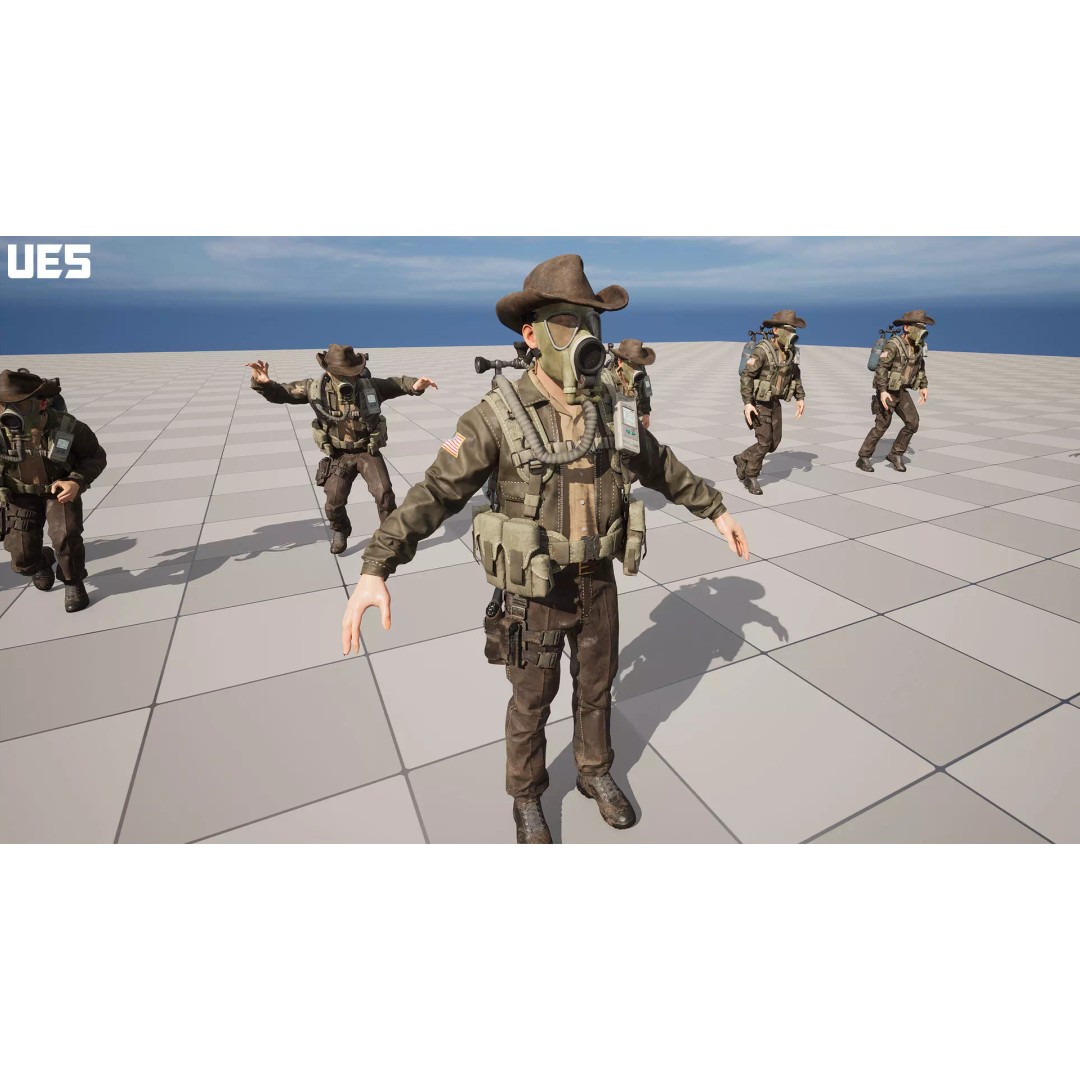 Post-Apocalyptic Sheriff Survivor 3D Model – Low Poly Game Asset, FBX - View 12