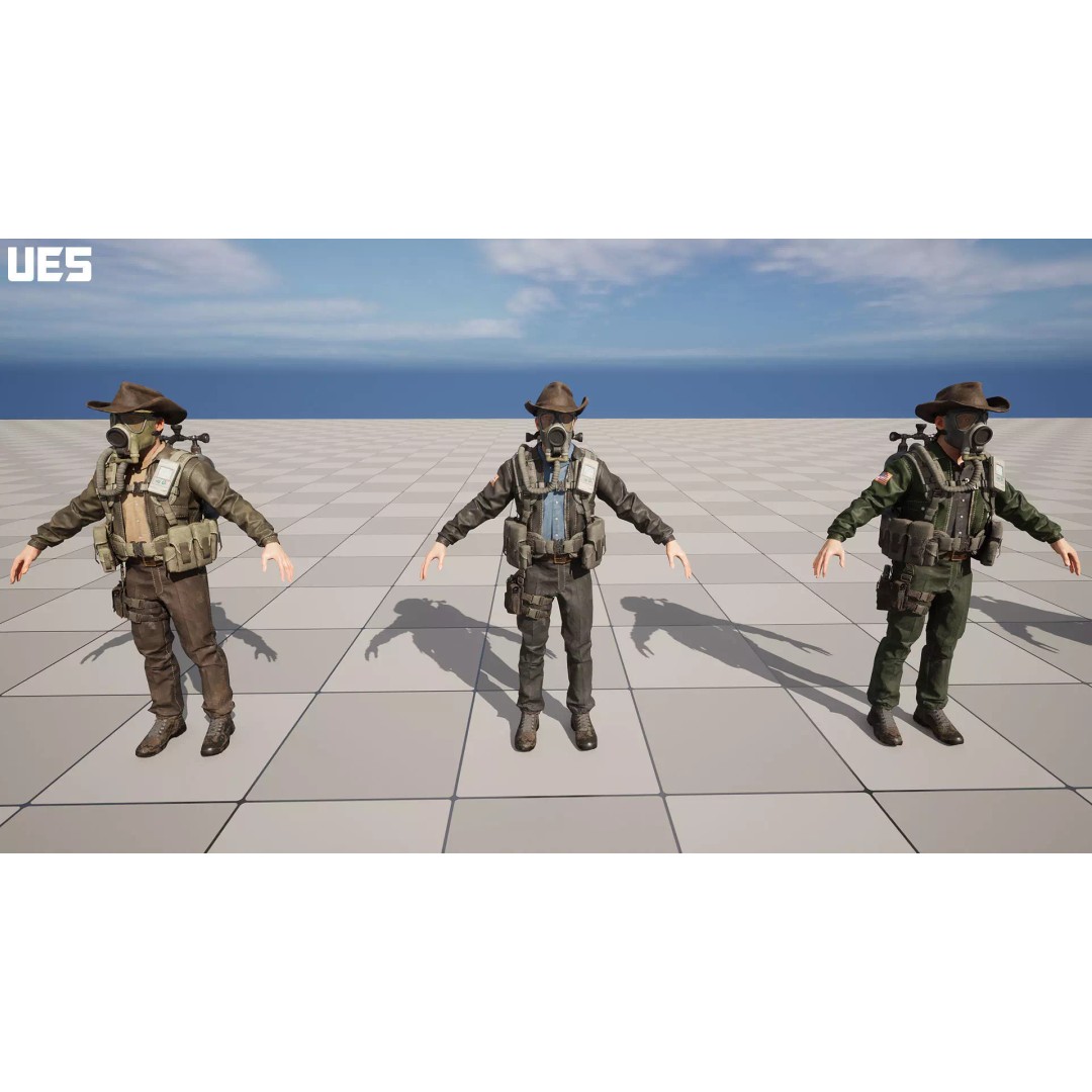 Post-Apocalyptic Sheriff Survivor 3D Model – Low Poly Game Asset, FBX - View 18