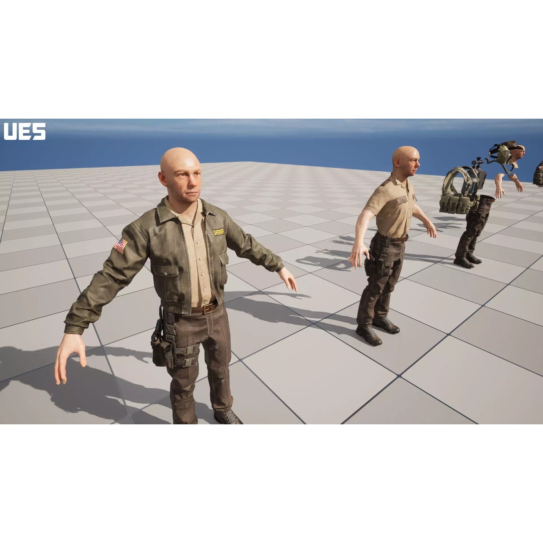 Post-Apocalyptic Sheriff Survivor 3D Model – Low Poly Game Asset, FBX - View 23