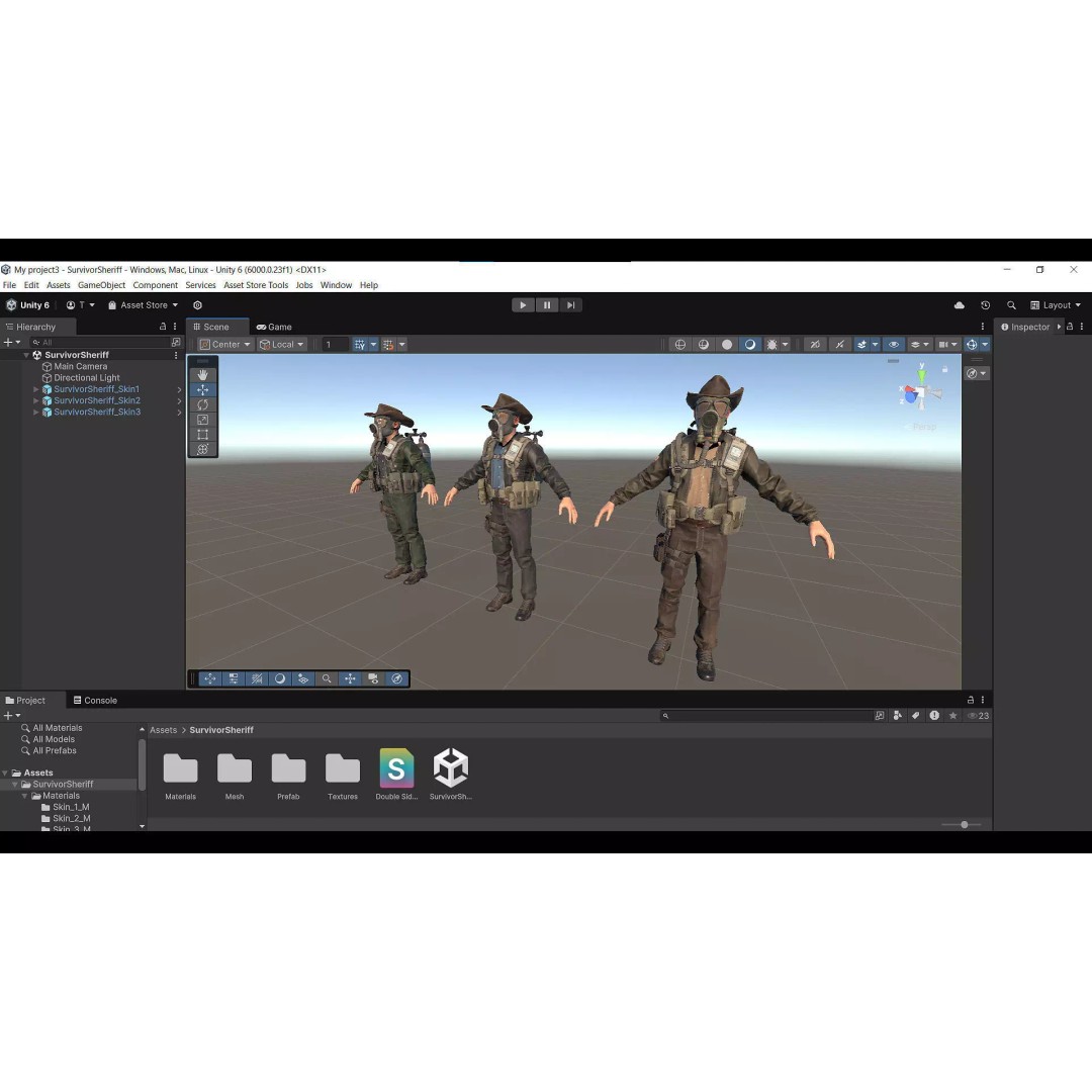 Post-Apocalyptic Sheriff Survivor 3D Model – Low Poly Game Asset, FBX - View 27