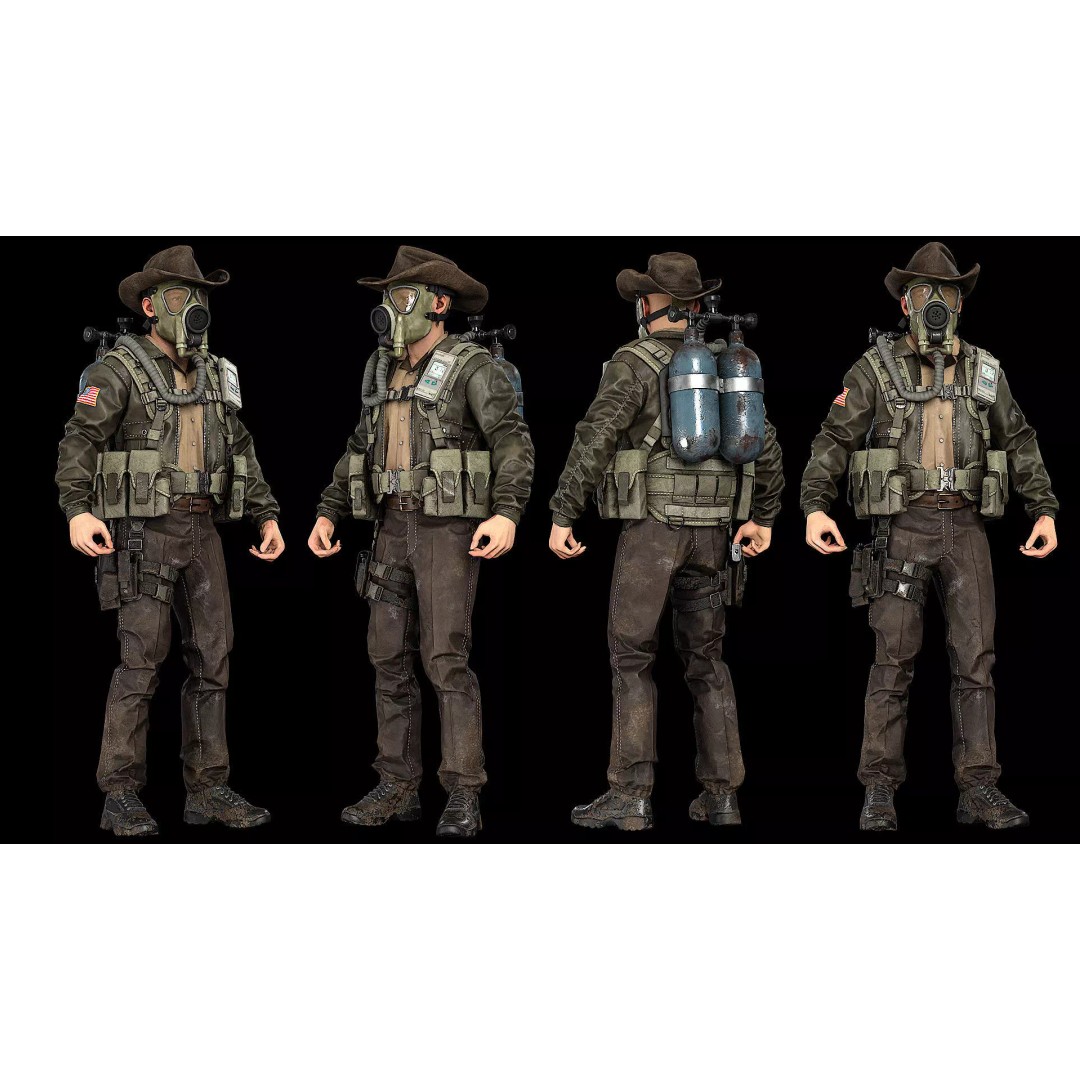 Post-Apocalyptic Sheriff Survivor 3D Model – Low Poly Game Asset, FBX - View 3