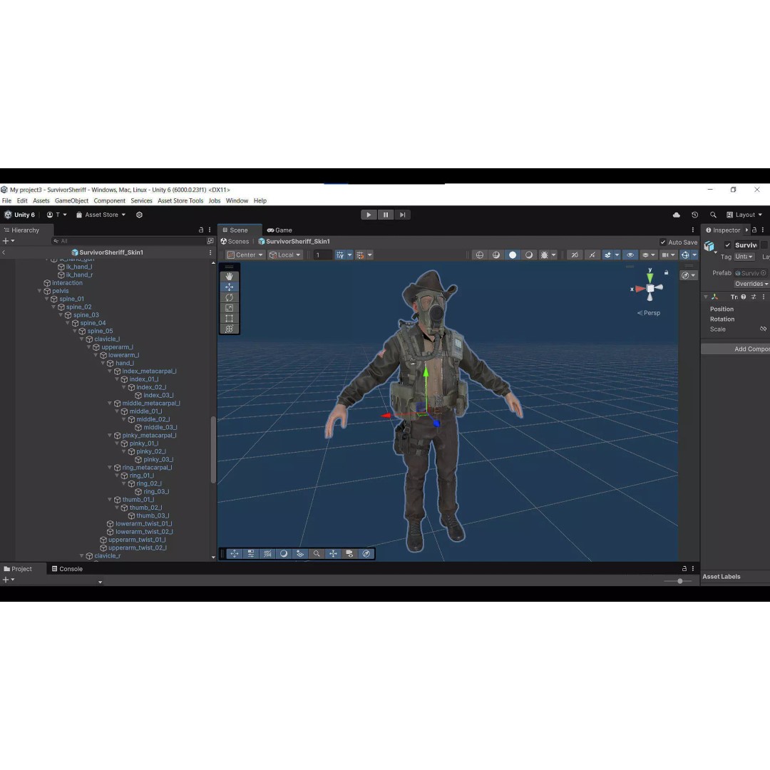 Post-Apocalyptic Sheriff Survivor 3D Model – Low Poly Game Asset, FBX - View 33