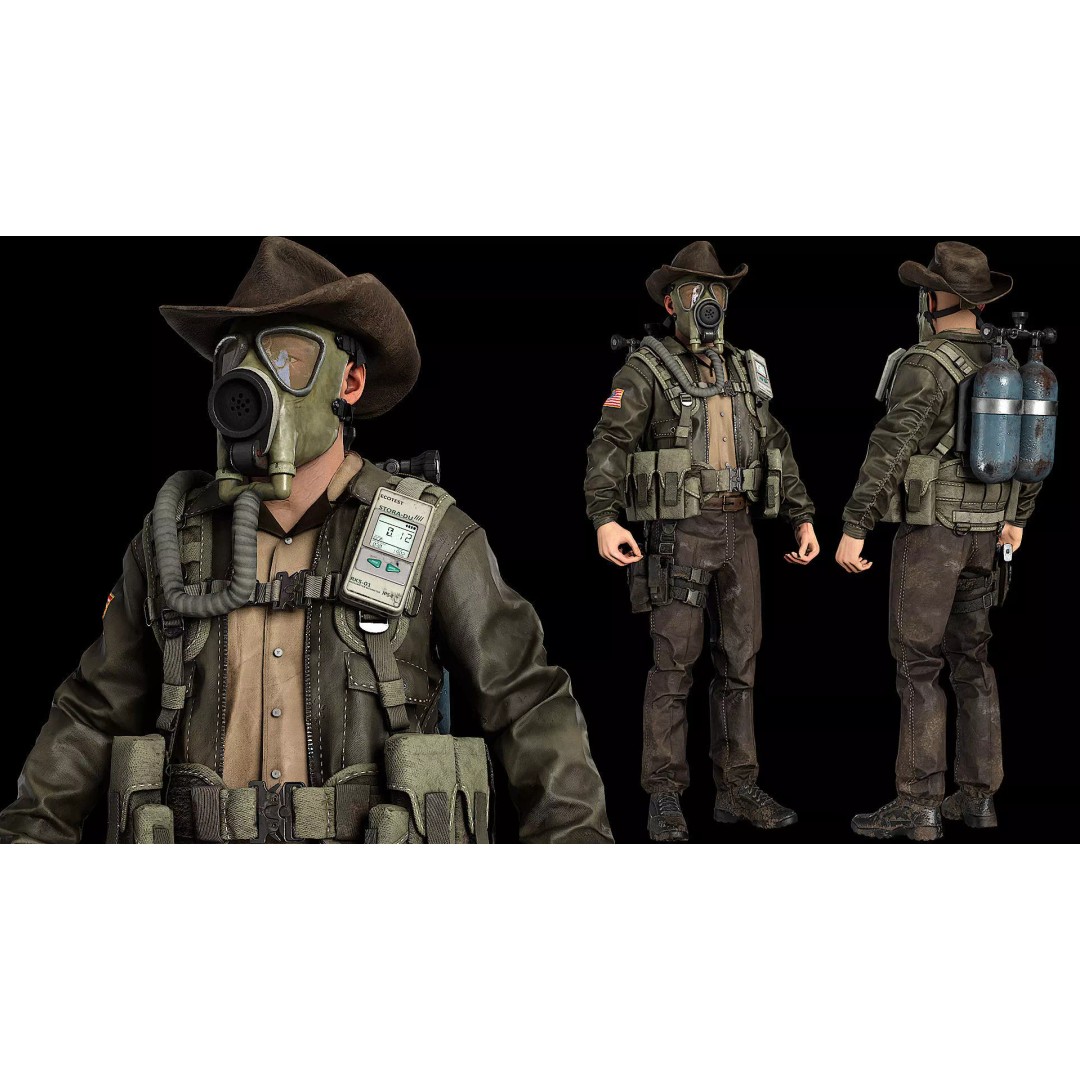 Post-Apocalyptic Sheriff Survivor 3D Model – Low Poly Game Asset, FBX - View 4