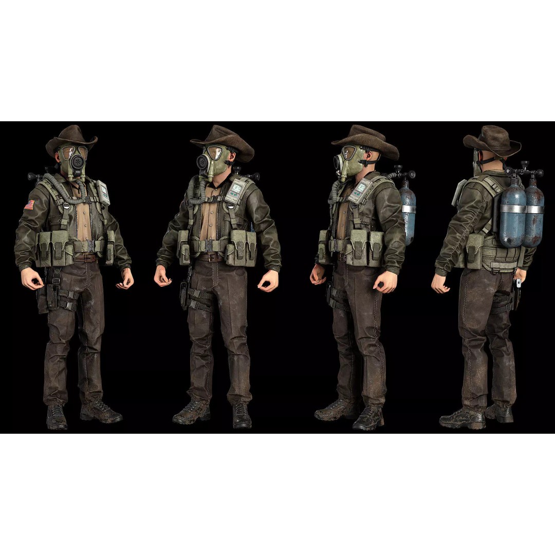 Post-Apocalyptic Sheriff Survivor 3D Model – Low Poly Game Asset, FBX - View 5