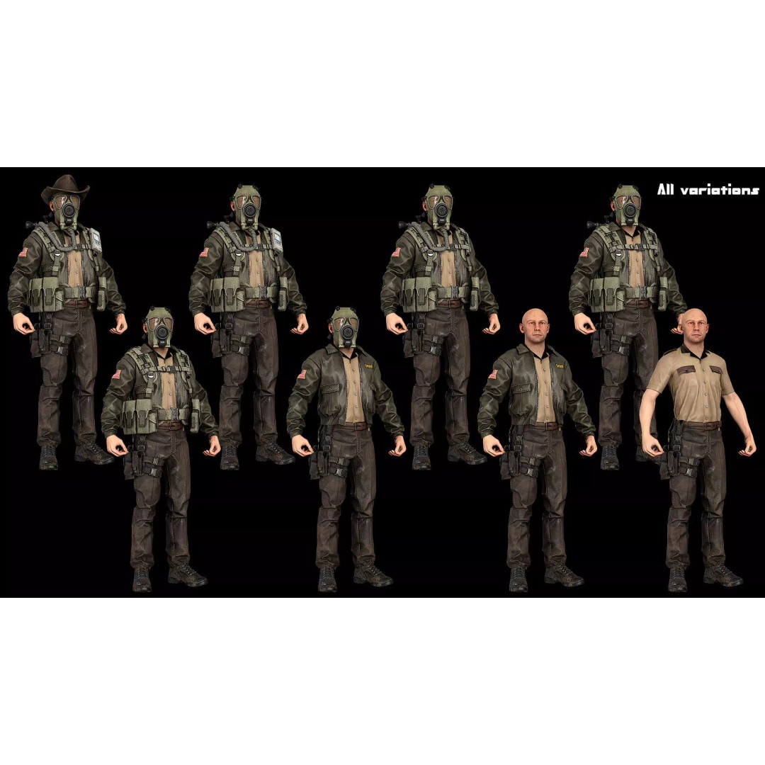 Post-Apocalyptic Sheriff Survivor 3D Model – Low Poly Game Asset, FBX - View 6