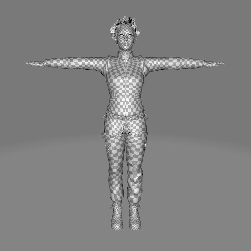 Kali 3D Model – Wilderness Style Low-Poly Character, Rigged & PBR