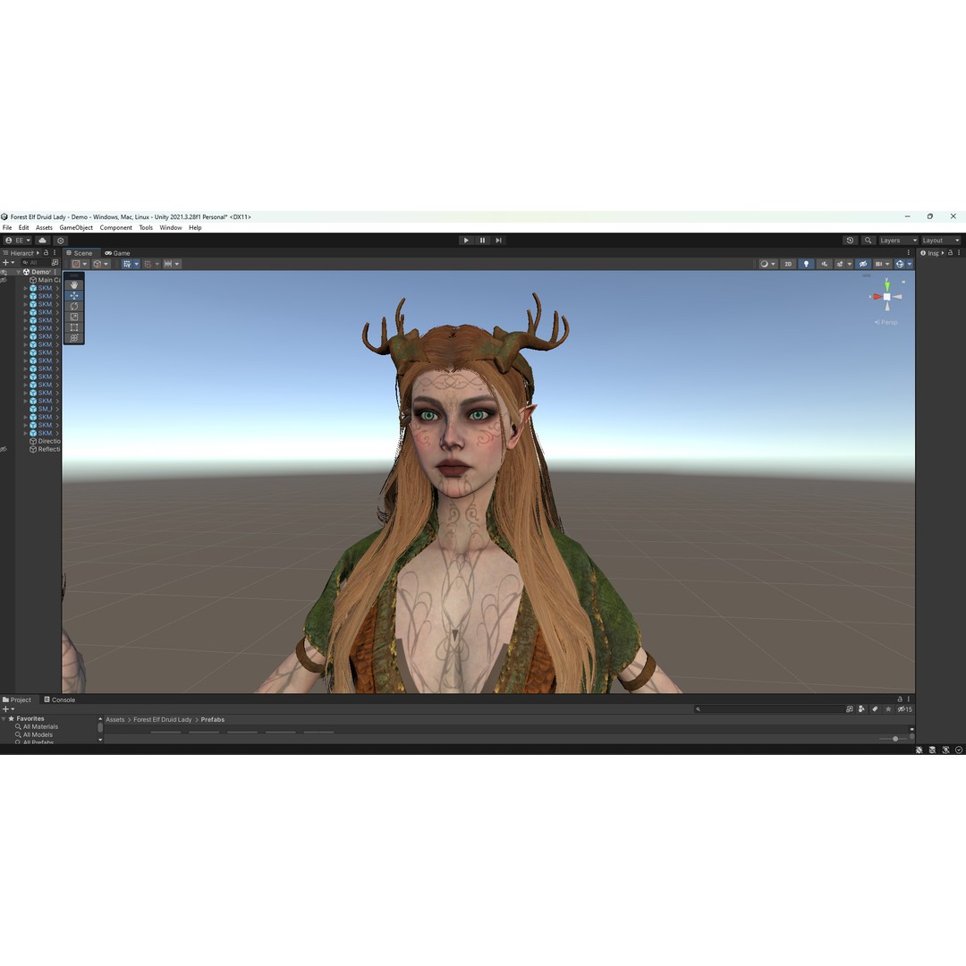 Forest Elf Druid Lady 3D Model – Low Poly Rigged Character for Unity & UE5 - View 10