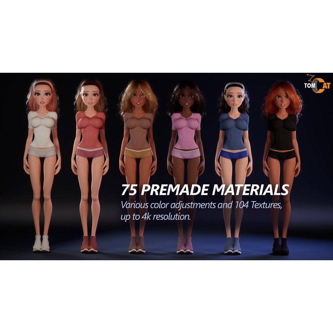 Anika Modular School Girl 3D Model – Low Poly Game Asset, FBX - View 11