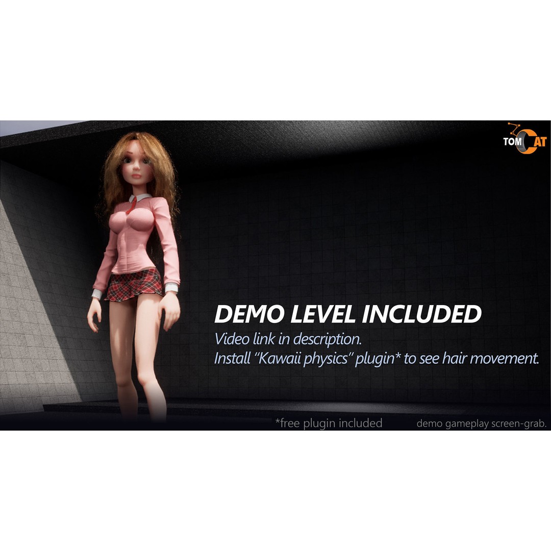 Anika Modular School Girl 3D Model – Low Poly Game Asset, FBX - View 12