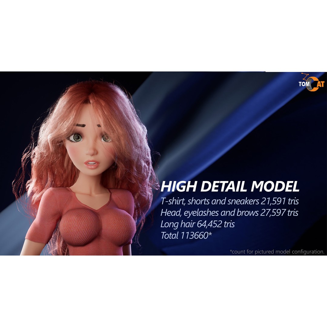 Anika Modular School Girl 3D Model – Low Poly Game Asset, FBX - View 14