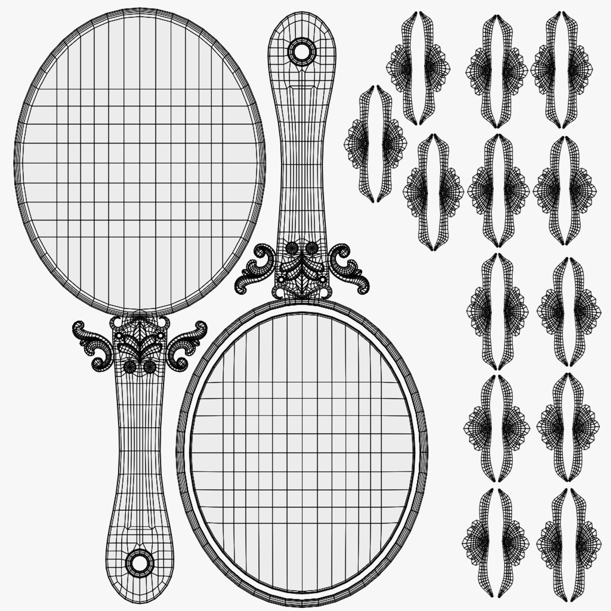 Vintage Hand Mirror - PBR Textured 3D Model