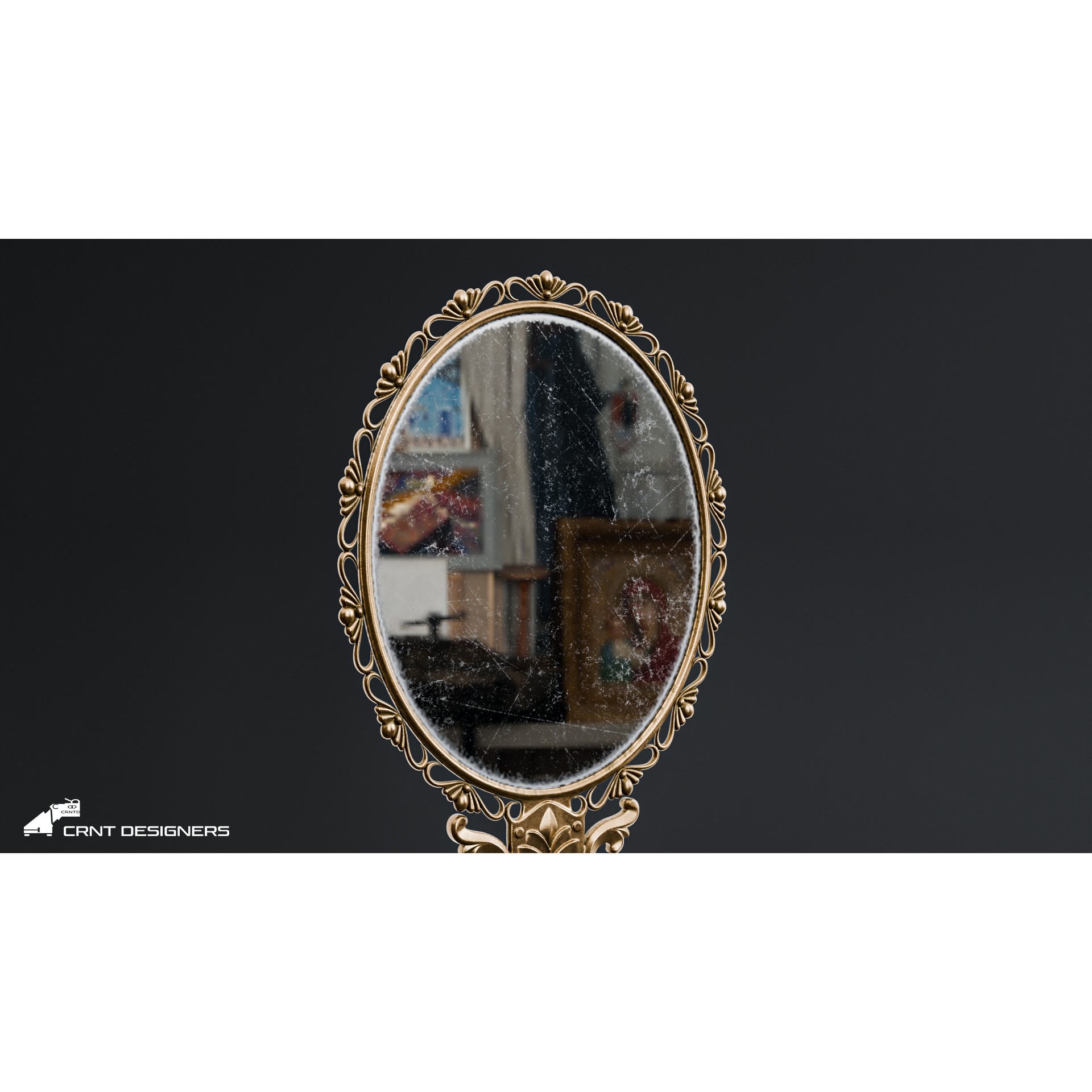 Vintage Hand Mirror - PBR Textured 3D Model - View 14