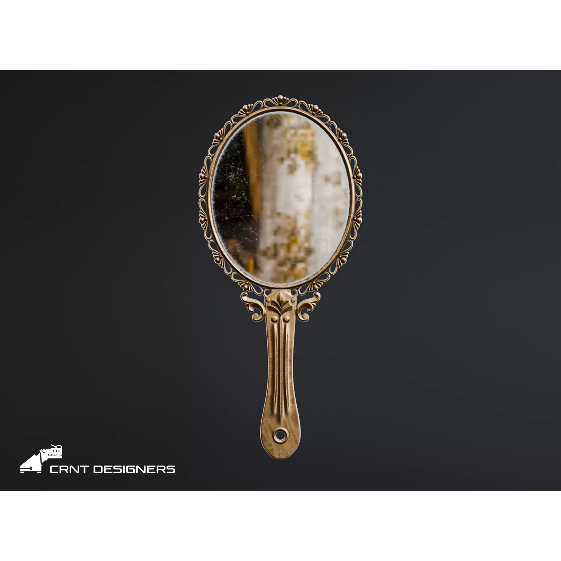 Vintage Hand Mirror - PBR Textured 3D Model - View 2