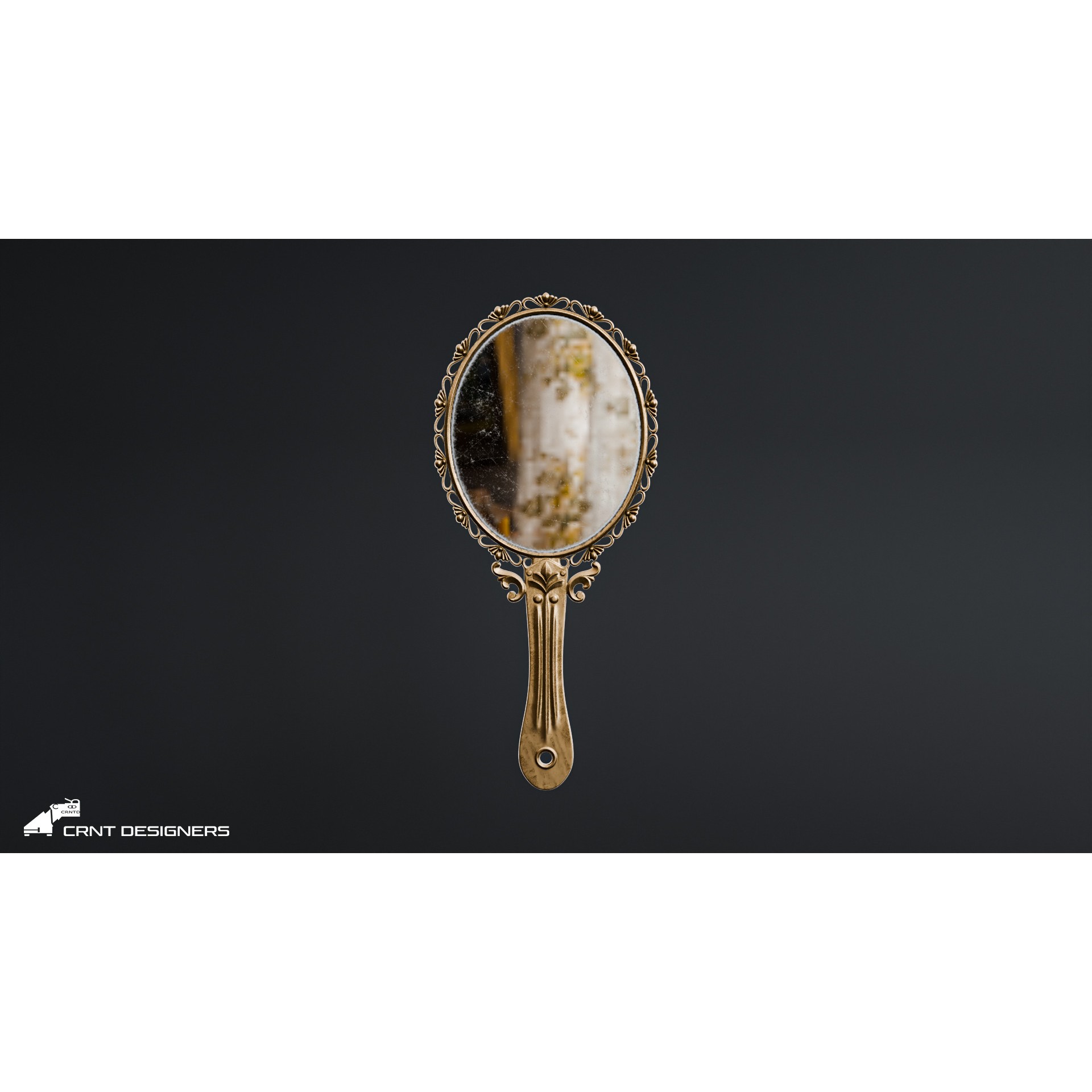 Vintage Hand Mirror - PBR Textured 3D Model - View 3