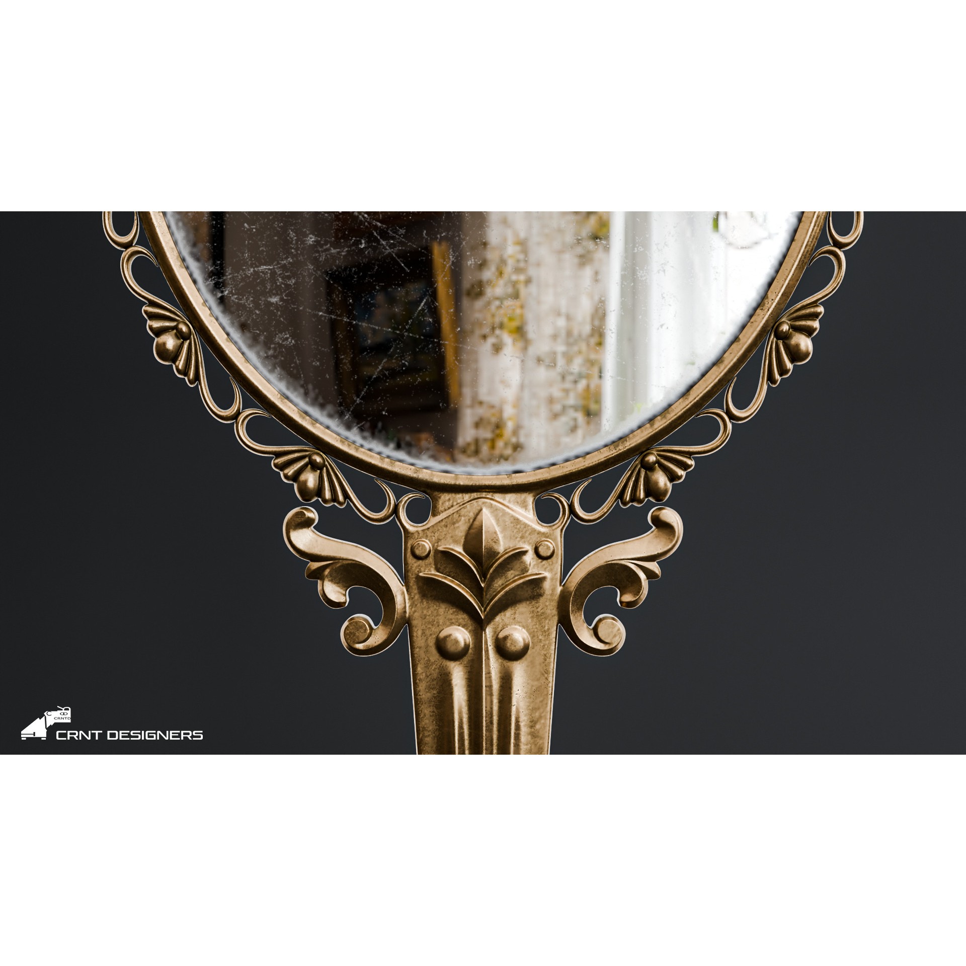 Vintage Hand Mirror - PBR Textured 3D Model - View 5
