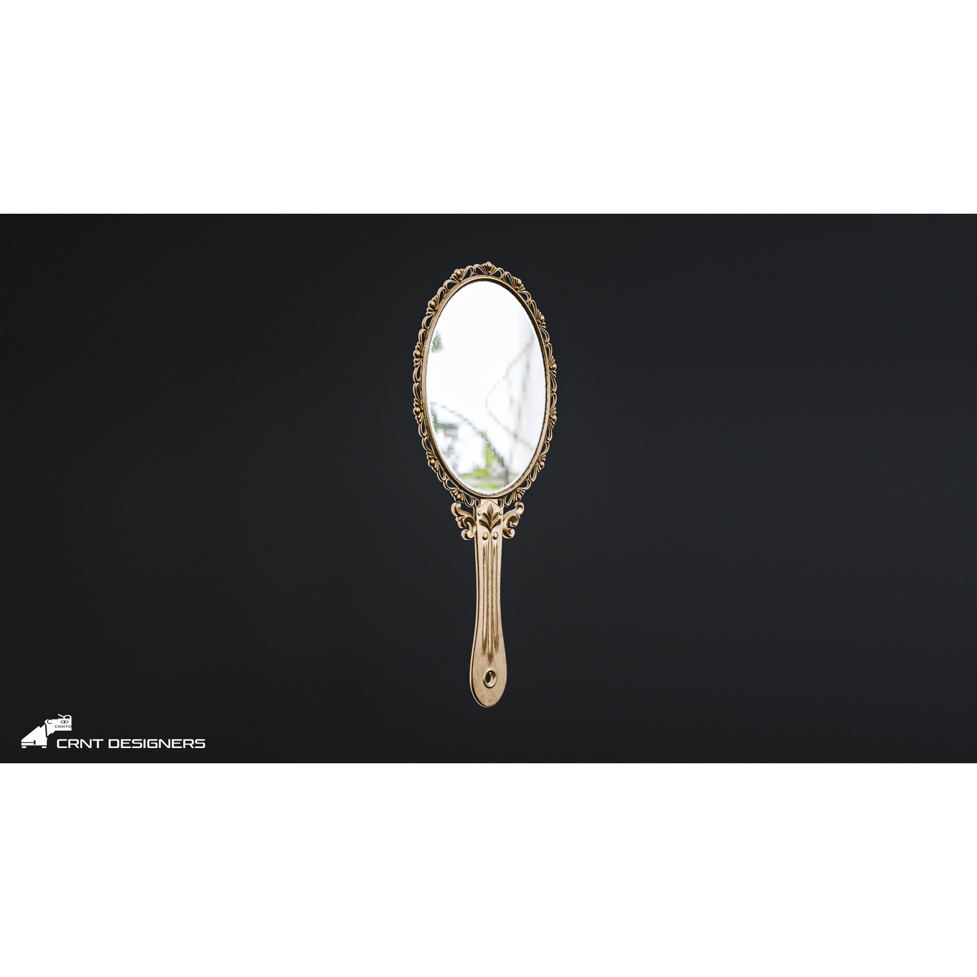 Vintage Hand Mirror - PBR Textured 3D Model - View 7